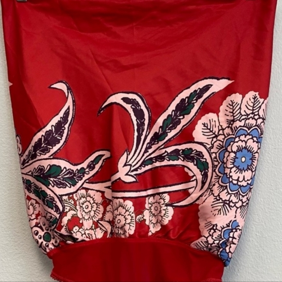 NWT FREE PEOPLE Handerkerchief Tie Back Satin Bodysuit Onesie, sz Small - Picture 8 of 9